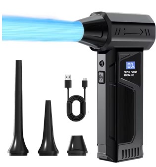 Rechargeable electric air duster for PC cleaning and high-pressure tech maintenance.